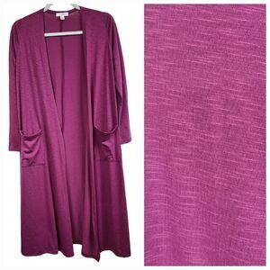 NEW LuLaRoe SARAH Cardigan Dark Mauve Slub Knit Long Duster Sweater Jacket Cover